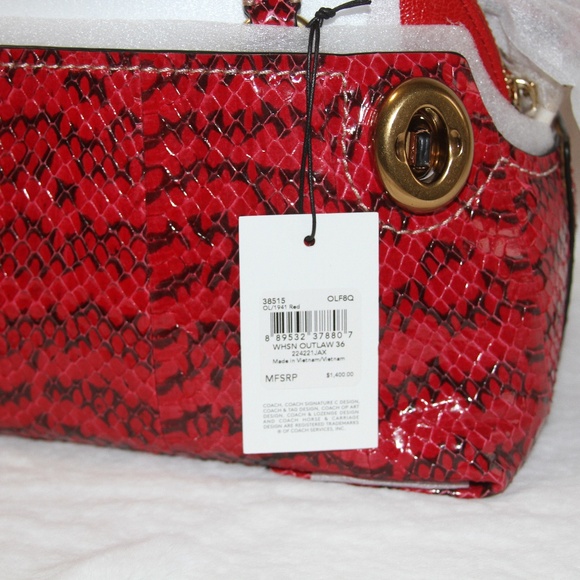 RARE COACH 1941 Collection Whipsnake Leather Outlaw 36 Satchel Purse Handbag NWT - Picture 5 of 10